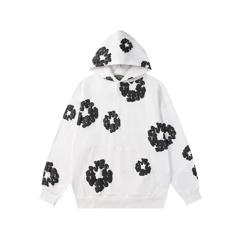 Other White Black Flower Hoodie Sweatshirt White - 1