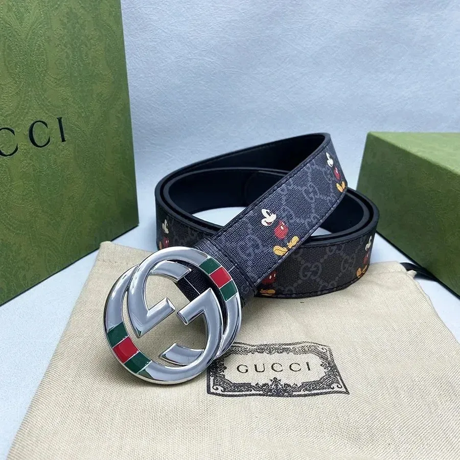 Gucci Gucci Interlocking G Mickey Mouse Print Belt Black