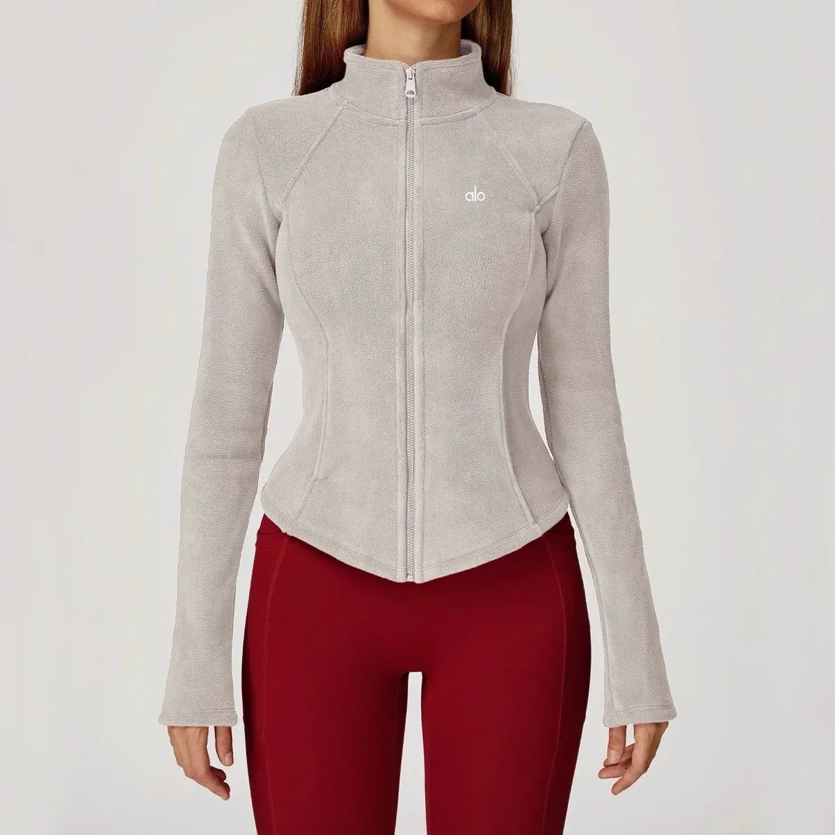 Other Alo Fleece Zip-Up Jacket Light Beige Tops Beige - 1