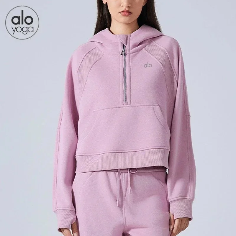 Alo Yoga Alo Yoga Pink牡丹 Hoodie & Shorts Set Pink - 1