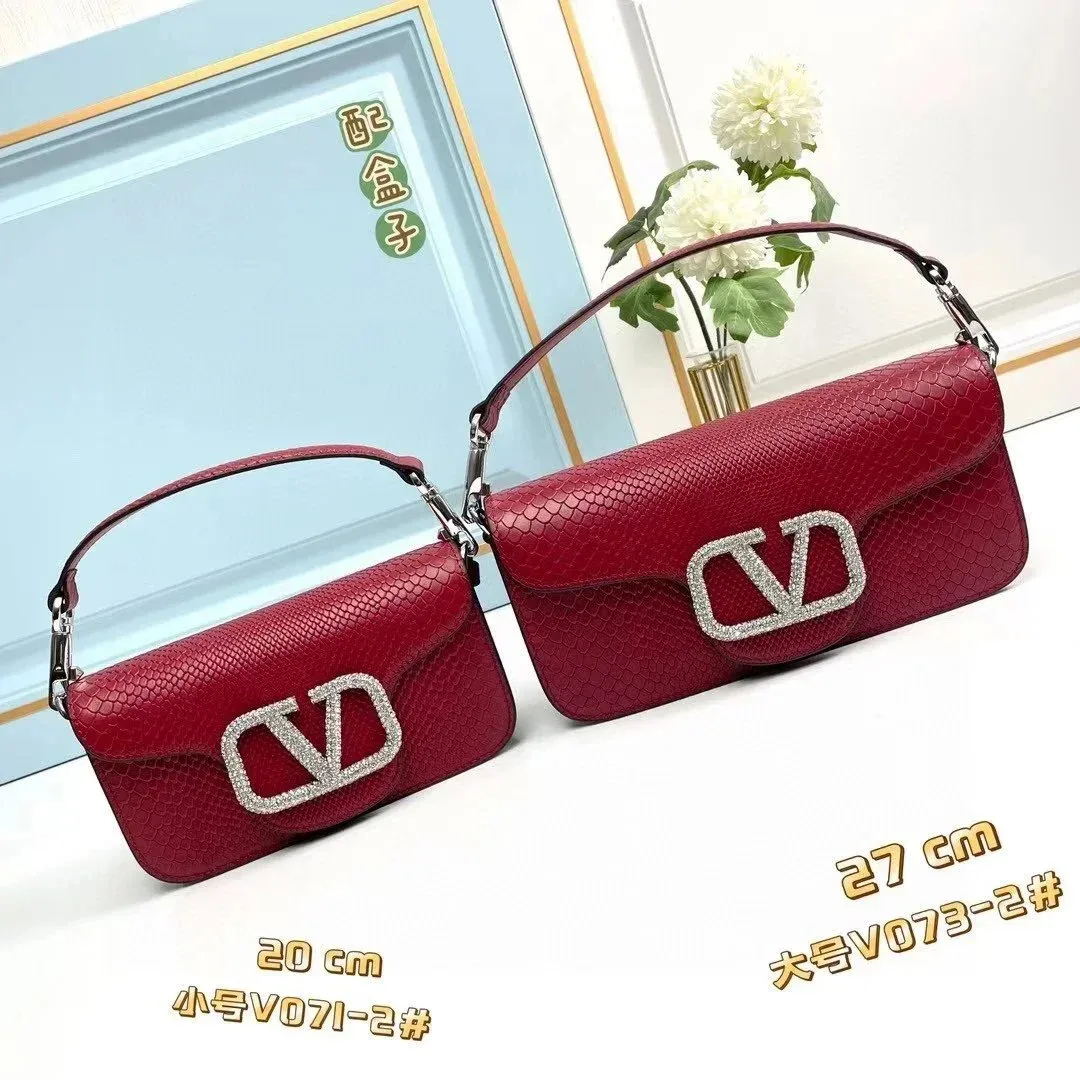 Valentino Valentino VLTN Crystal Logo Red Leather Handbag Red