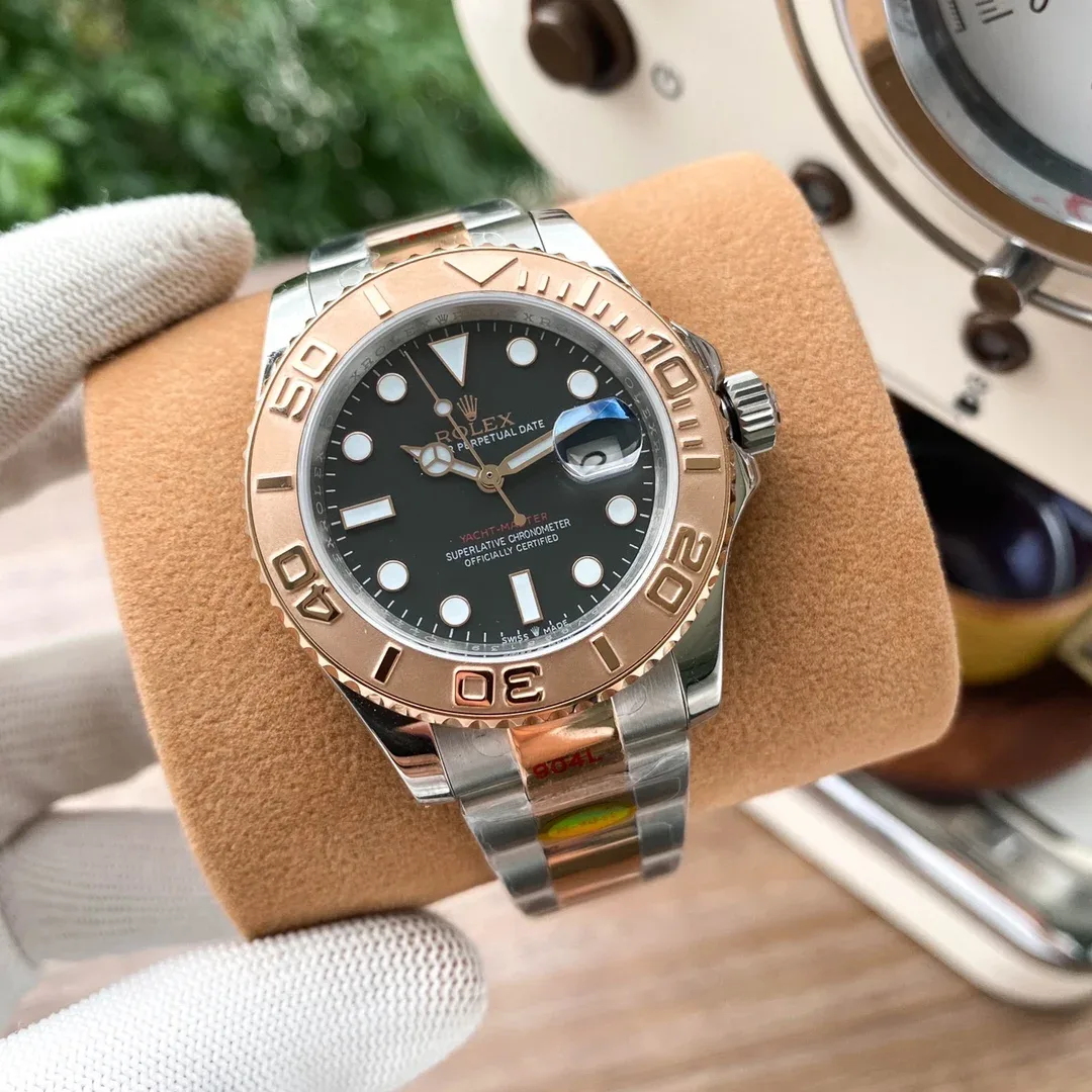 Rolex Rolex Yacht-Master Rose Gold Bezel Black Dial Watch Gold