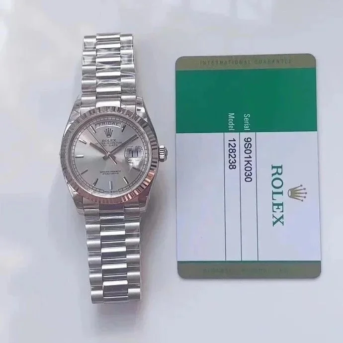 Rolex Rolex Day-Date Silver Dial Stainless Steel Watch Silver - 1