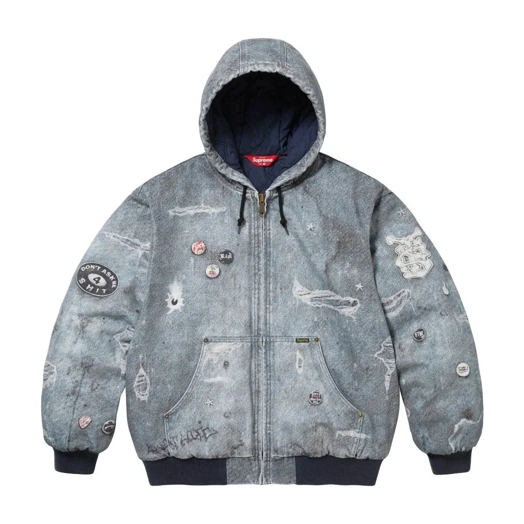 Supreme Supreme SUP-15 Distressed Denim Hoodie Jacket Blue - 1