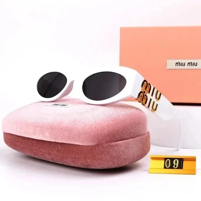 Miu Miu Miu Miu White Gold Logo Sunglasses White - 1