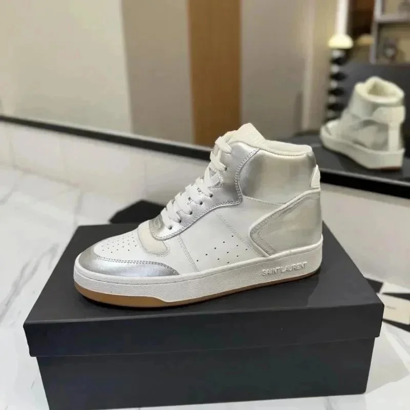 Saint Laurent Saint Laurent White/Silver High-Top Sneakers White