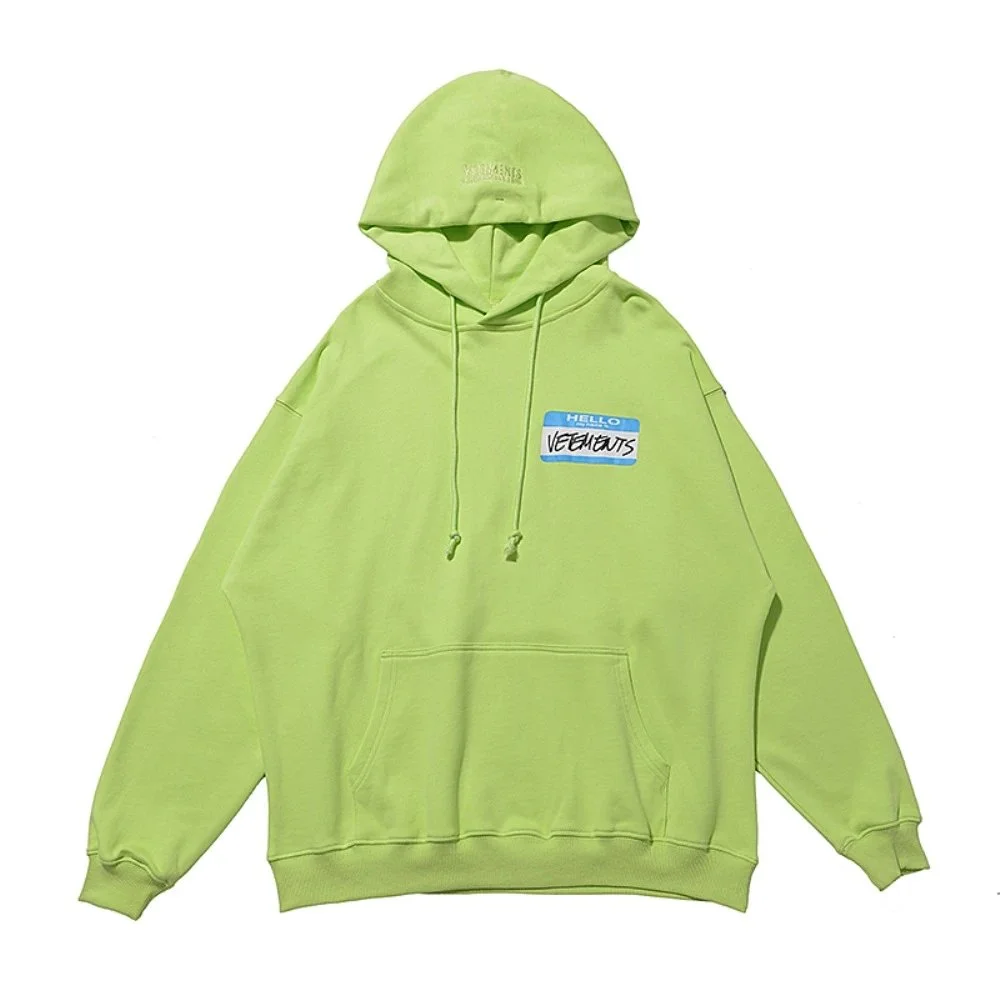 Vetements Vetements Hello Patch Hoodie 208 Lime Green Green - 1