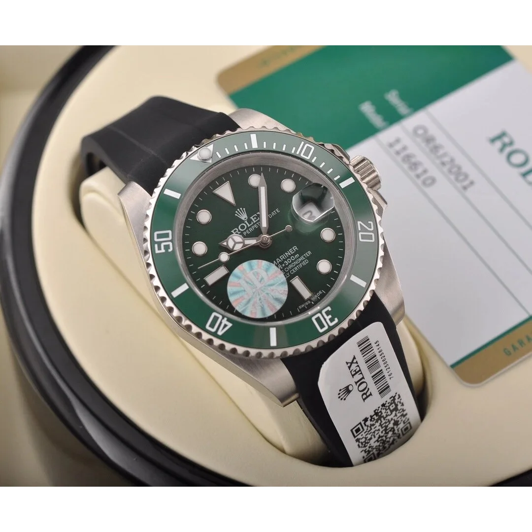 Rolex Rolex Submariner Green Dial Black Rubber Watch Green - 1