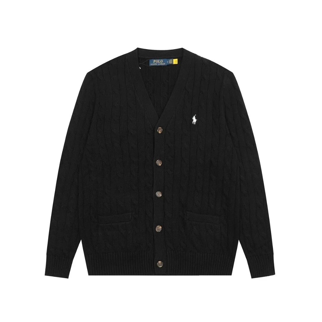 Polo Ralph Lauren Polo Ralph Lauren Classic Logo Black Cable Knit Cardigan Black - 1