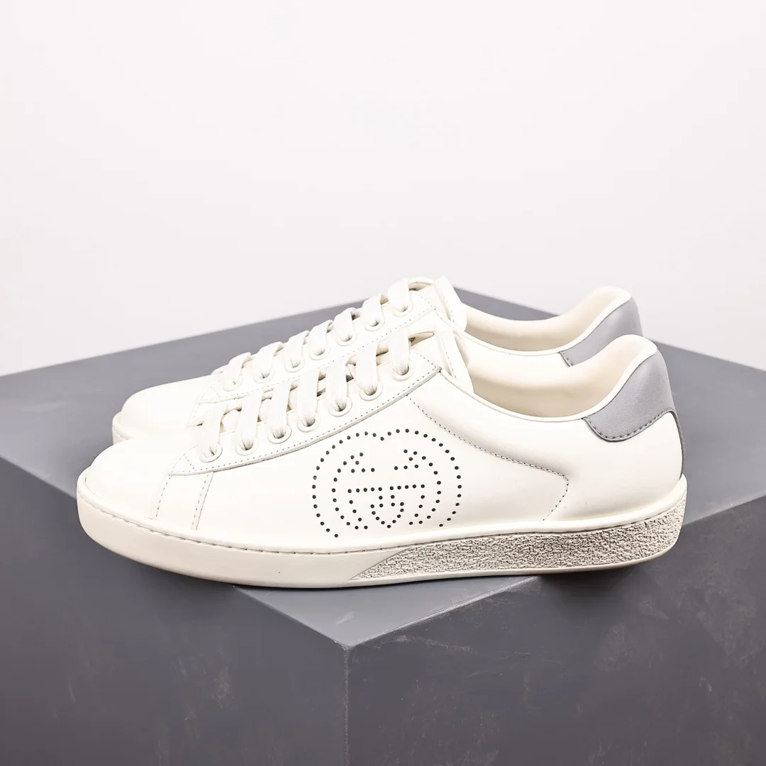 Gucci Gucci Ace White/Grey Perforated Logo Sneakers White