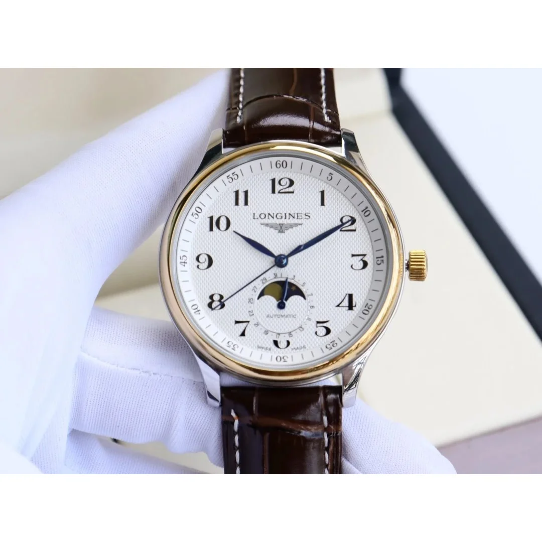 Longines Longines Master Collection White Dial Brown Leather Watch Gold - 1