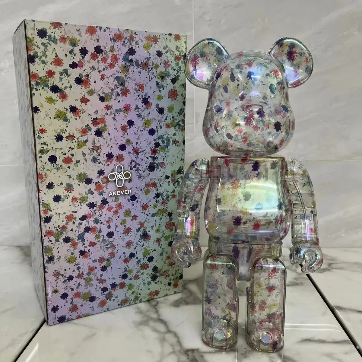 Medicom Toy Medicom Toy BE@RBRICK Transparent Floral Bearbrick Figure Multicolor - 1
