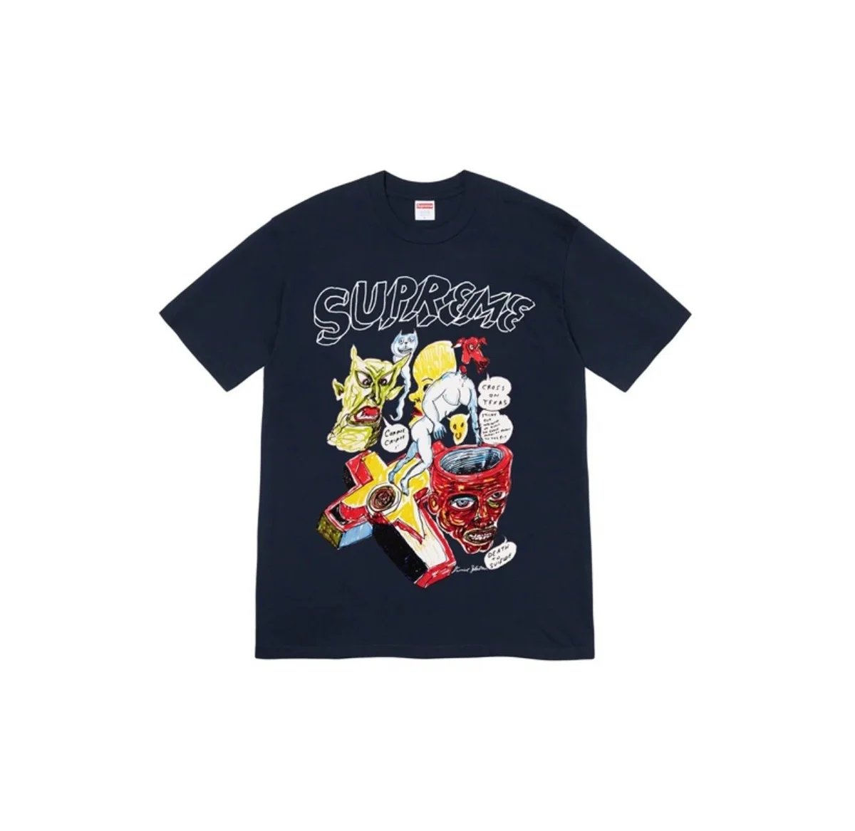 Supreme Supreme Cross on Texas T-Shirt Navy Navy - 1