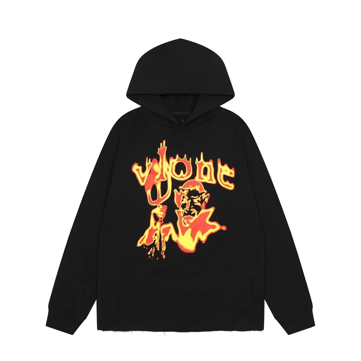 VLONE VLONE VL-07 Black Hoodie with Fiery Print Black - 1