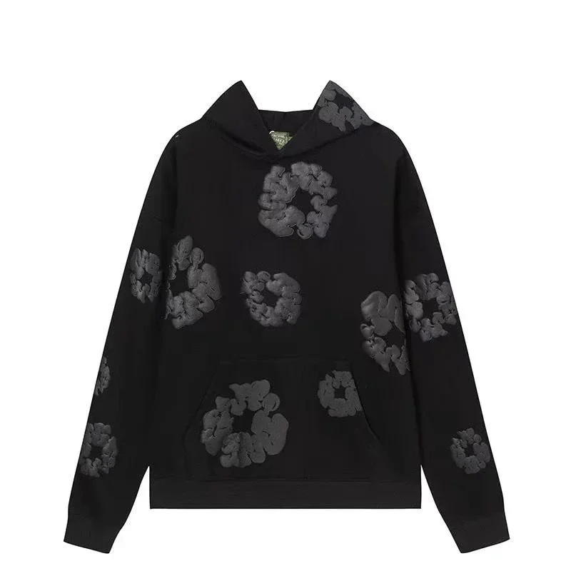 Other Black Floral Embroidered Hoodie Sweatshirt Black - 1