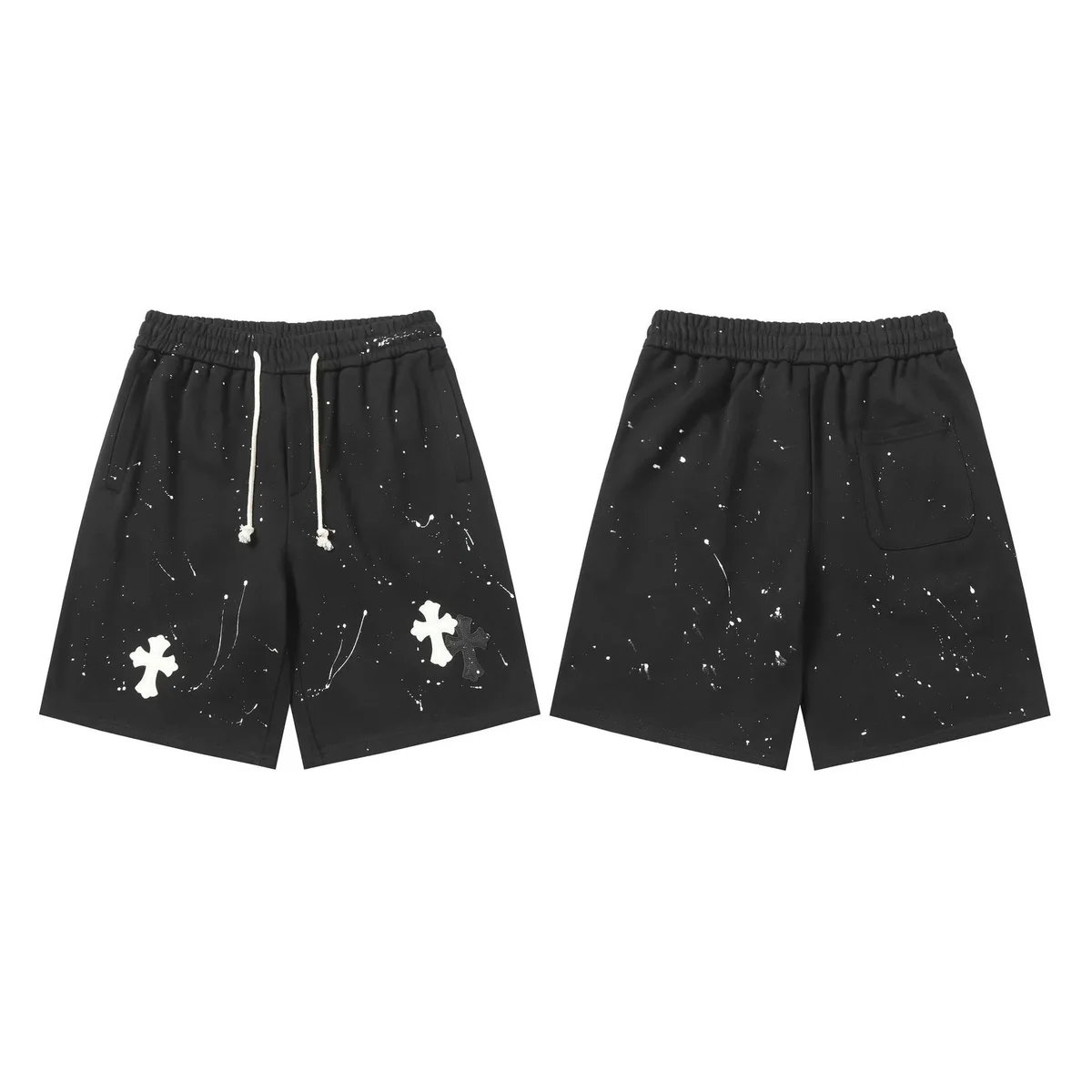Chrome Hearts Chrome Hearts CH 17 Cross Splatter Shorts Black - 1