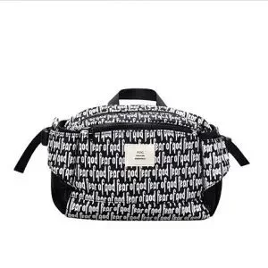 Other Unisex Printed Canvas Waist Bag Black - 1