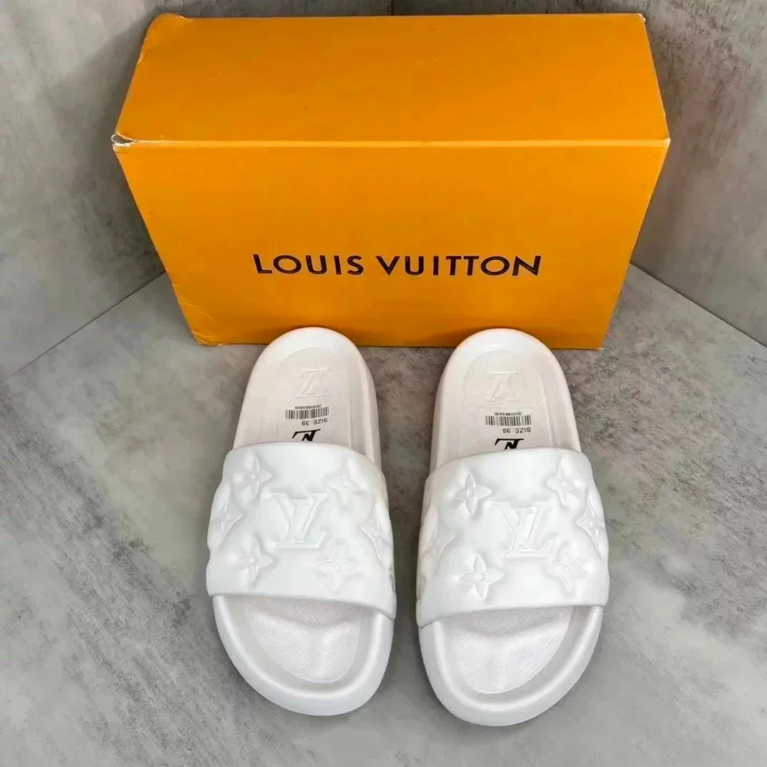 Louis Vuitton Louis Vuitton White Monogram Slide Sandals White