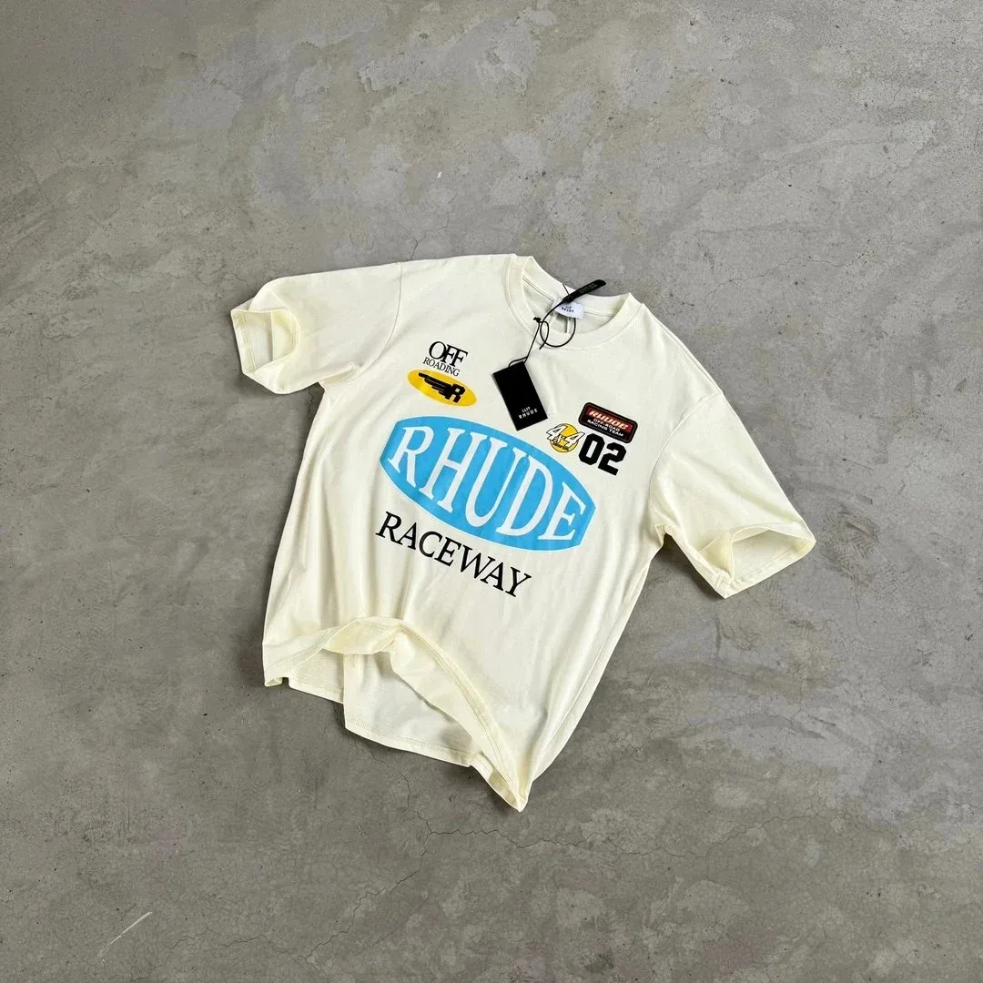 Rhude Rhude Raceway Cream T-Shirt Streetwear Cream - 1