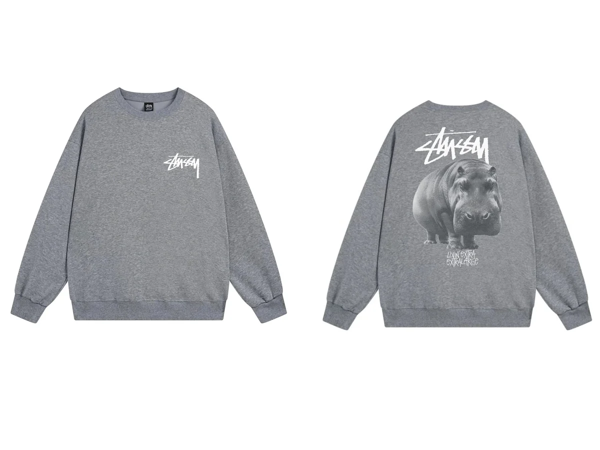 Stussy Stussy Hippo Graphic Crewneck Sweatshirt Grey Grey - 1