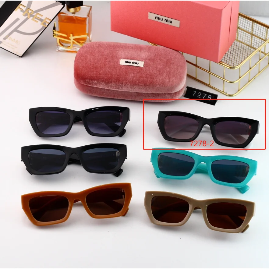 Miu Miu Miu Miu 7278-2 Black Rectangular Sunglasses Black - 1