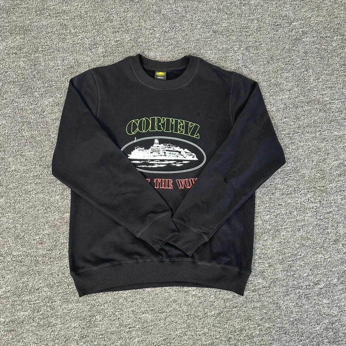 Corteiz Cortez Black Graphic Crewneck Sweatshirt Black - 1