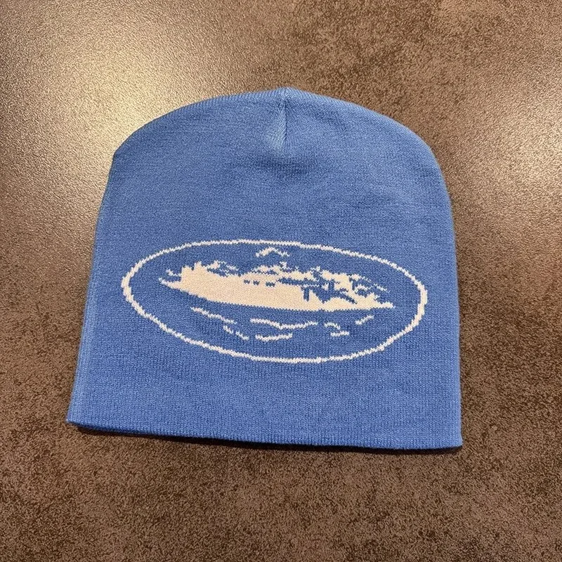 Other Lake Blue Beanie with Island Pattern Headwear Blue - 1