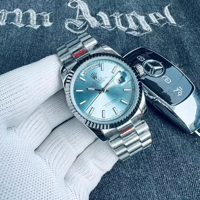 Rolex Rolex Day-Date Ice Blue Dial Steel 36MM Unisex Blue - 1