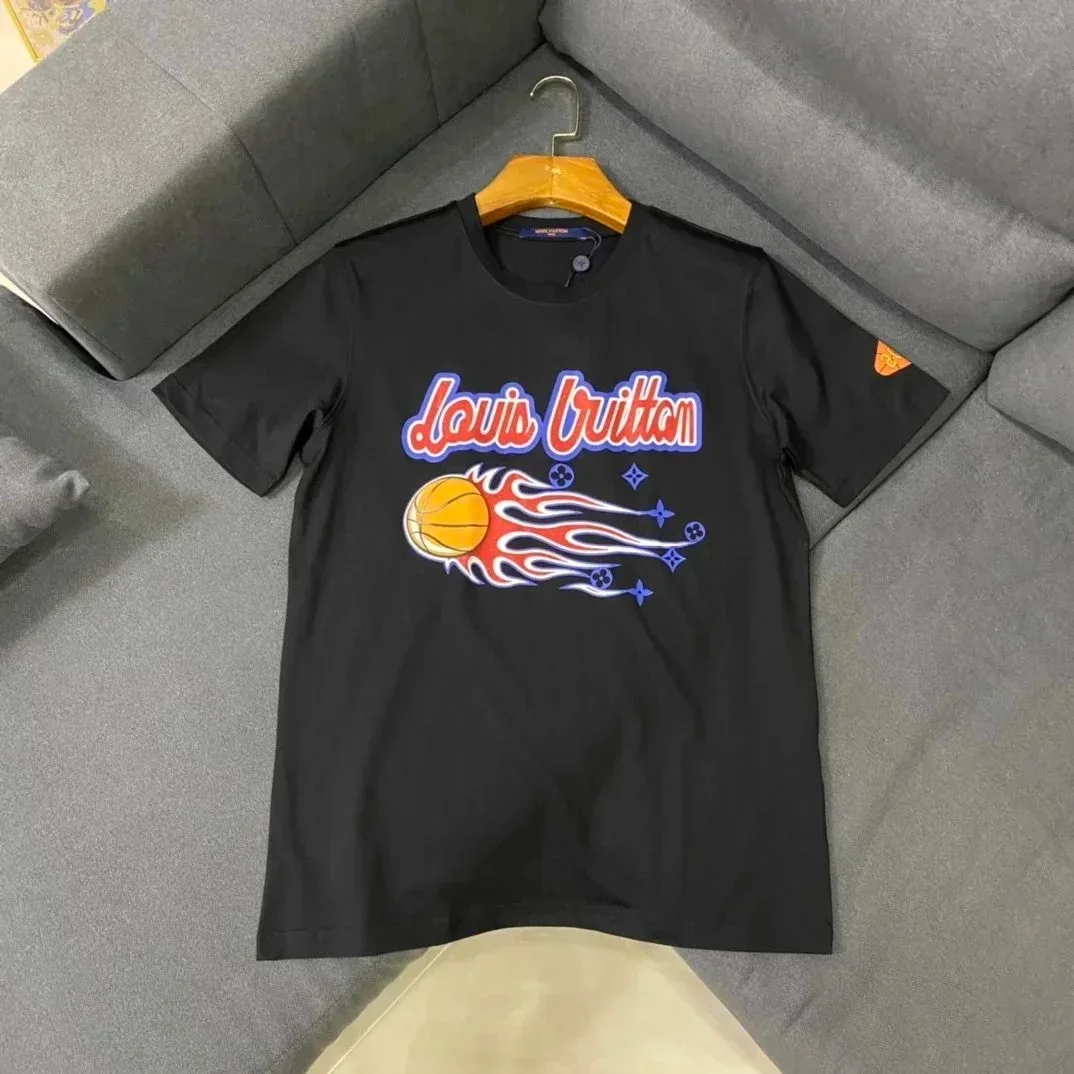 Louis Vuitton Louis Vuitton Black Basketball Flame T-Shirt Black