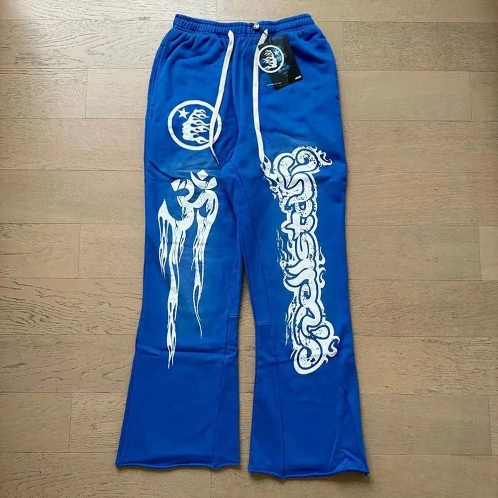 Other Blue Graphic Sweatpants with White Print Blue - 1