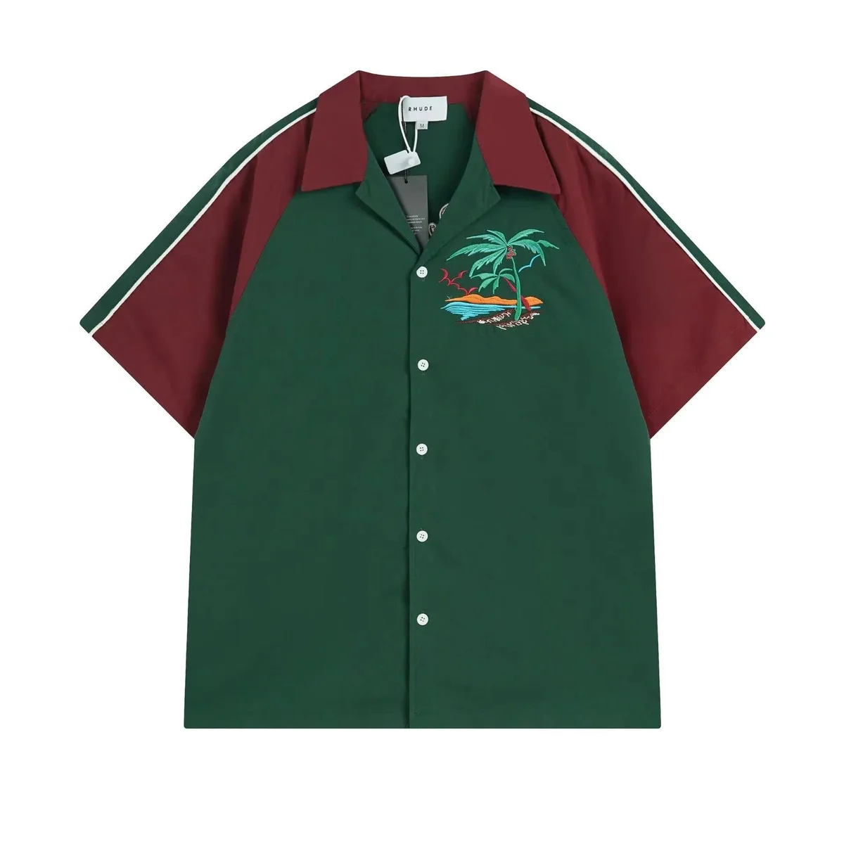 Rhude Rhude Tropical Embroidery Shirt Green Green - 1