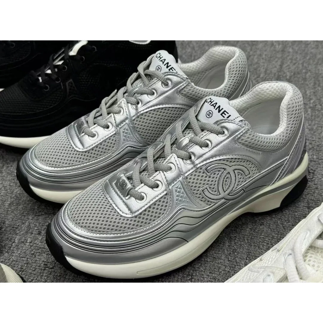 Chanel Chanel Runners Metallic Silver Sneakers Silver