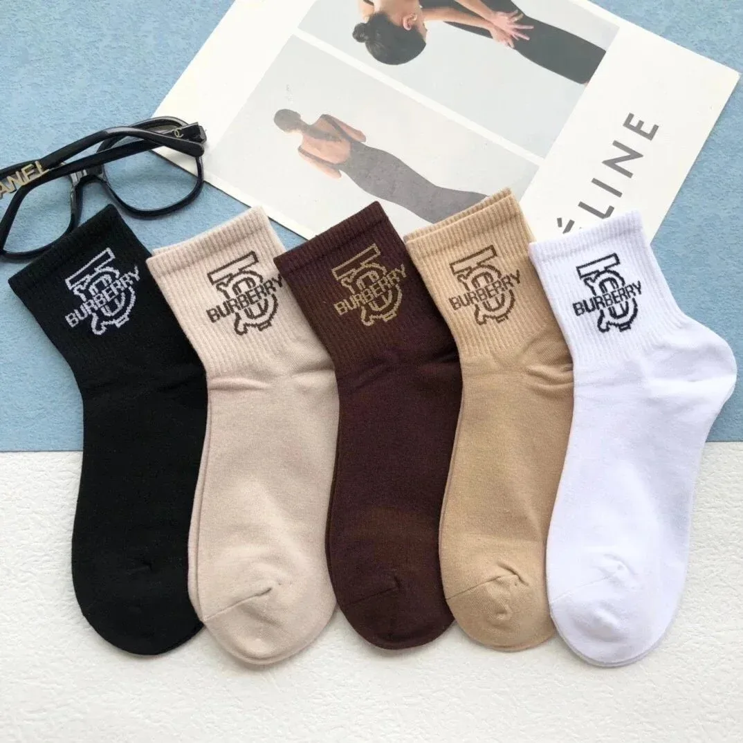 Burberry Burberry TB Monogram Socks in Black, Beige, Brown, Khaki, White Black - 1