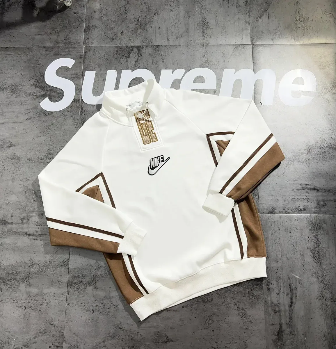 Nike Nike White/Brown Panelled Sweatshirt White