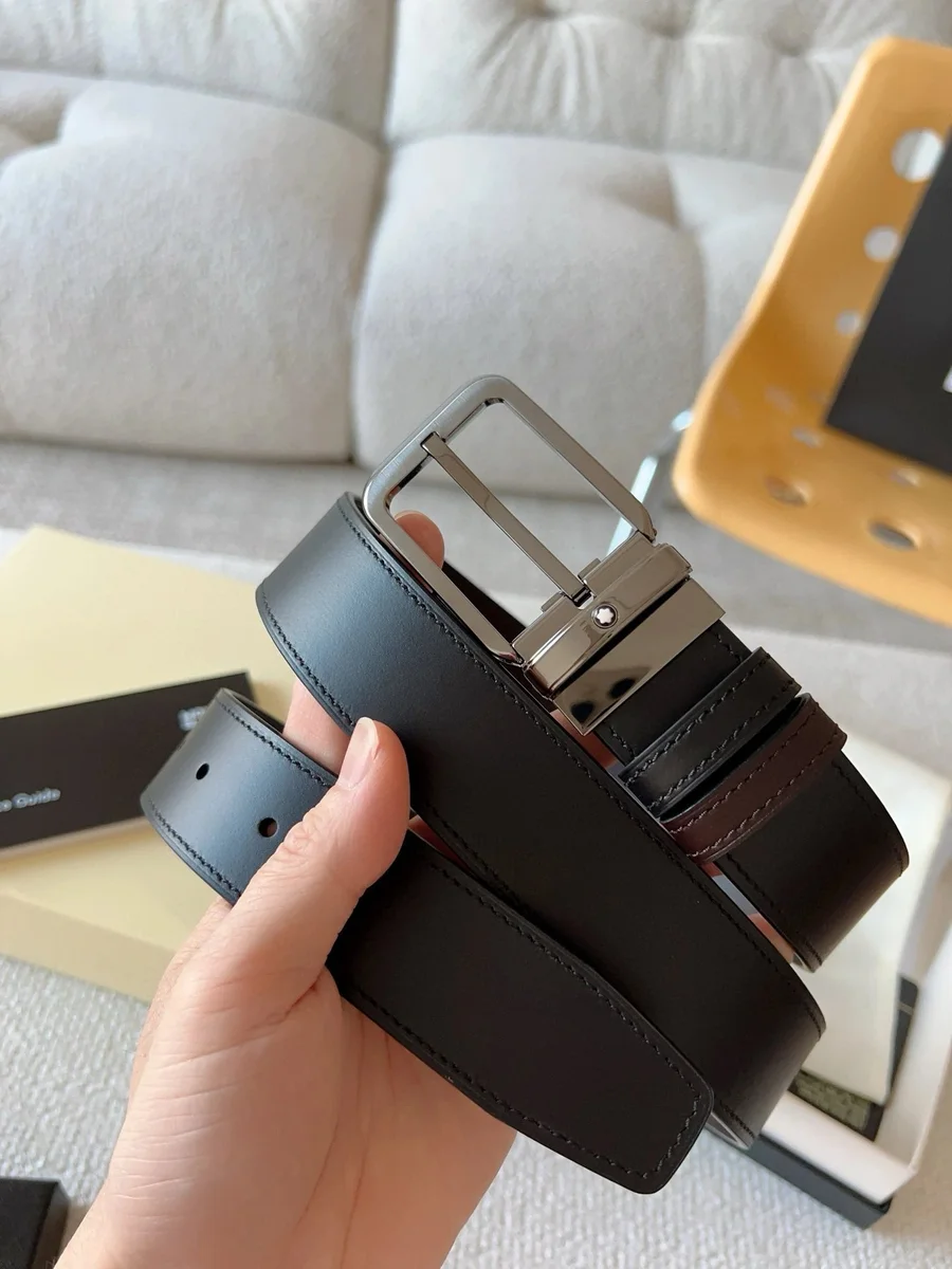 Montblanc Montblanc Black Reversible Leather Belt Black