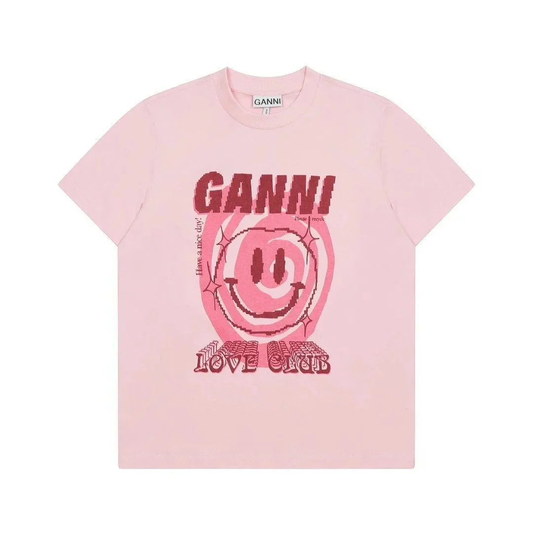 Ganni Ganni Love Club Smile T-Shirt Pink Pink - 1