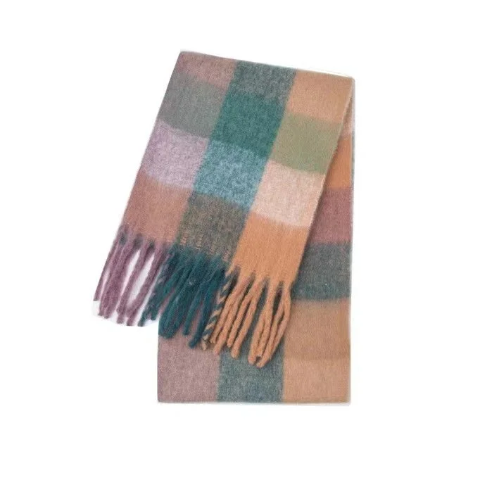Other Plaid Scarf in Earthy Tones Beige
