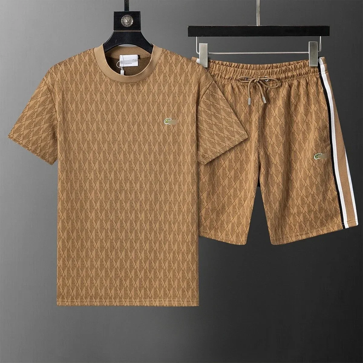 Other 6650 Khaki Patterned Set - T-Shirt & Shorts Brown - 1