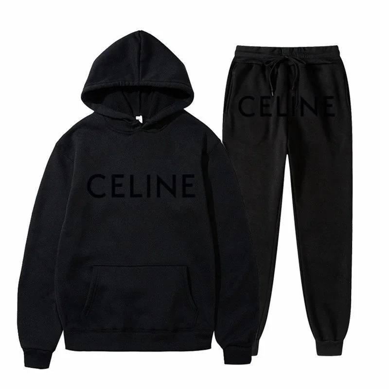 Celine Celine Black Logo Tracksuit Set Black