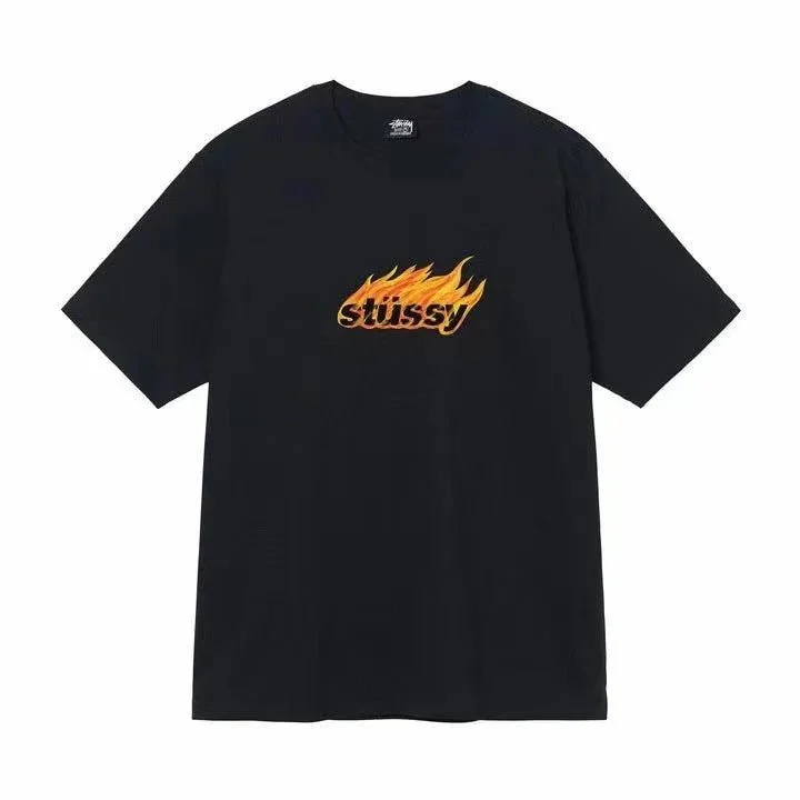 Stussy Stüssy Basic Logo Black Flame T-Shirt Black - 1