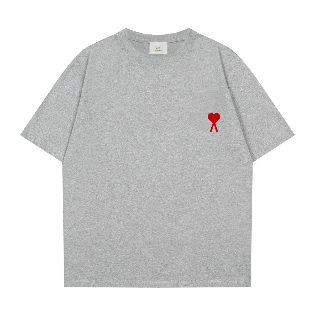 Ami Paris Ami Grey Heart Logo T-Shirt Grey - 1