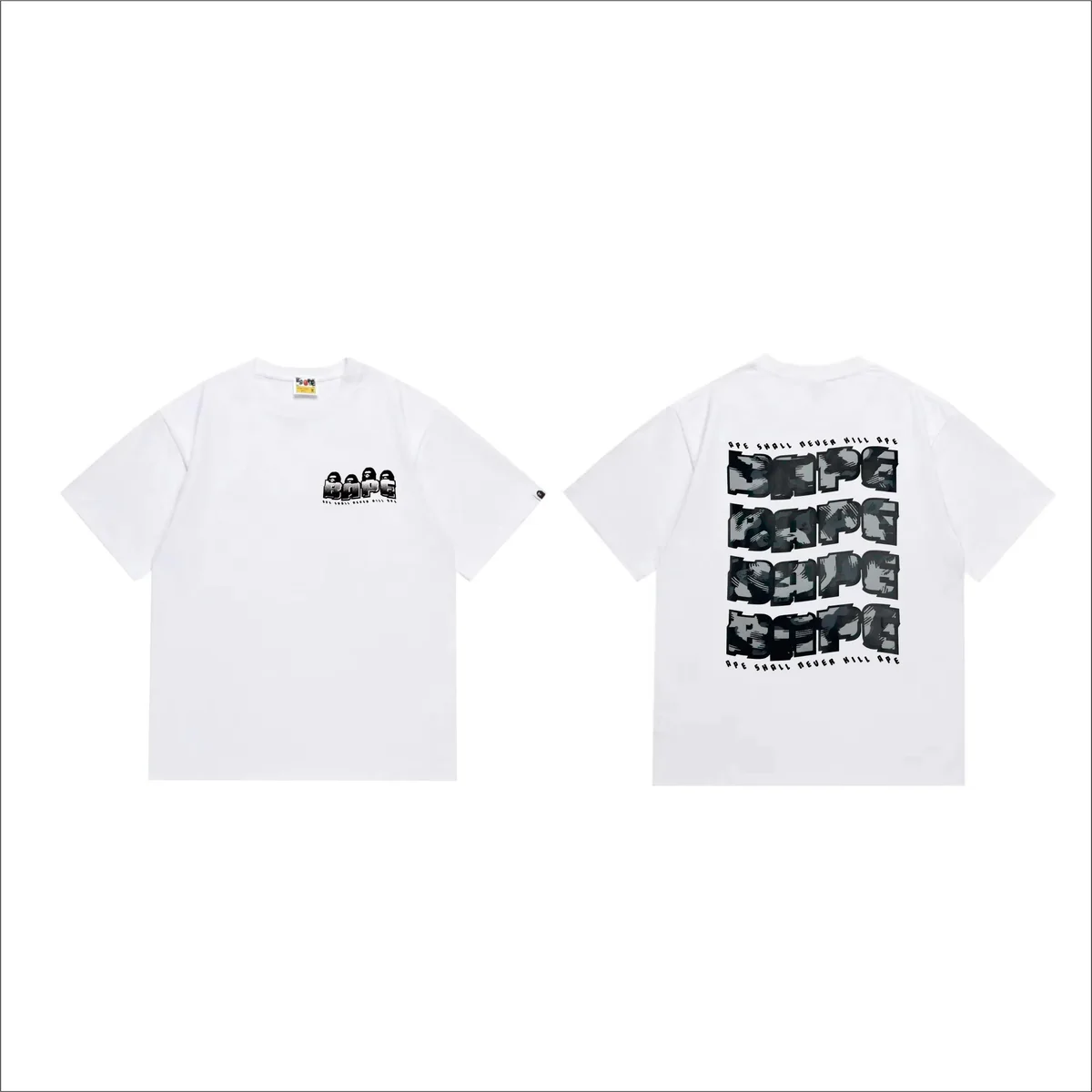 A Bathing Ape BAPE Stacked Logo White T-Shirt White - 1