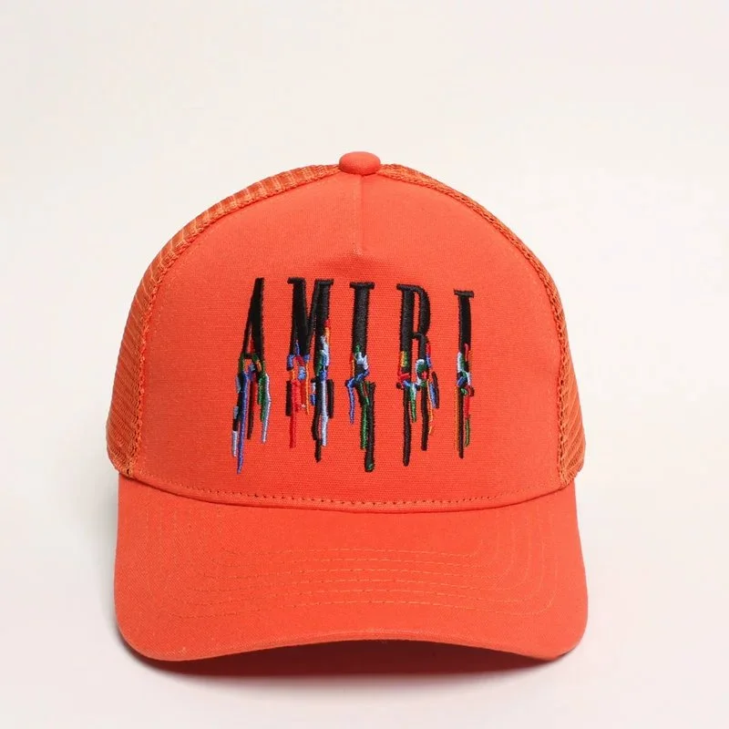 Amiri Amiri Dripping Logo Orange Trucker Cap Orange