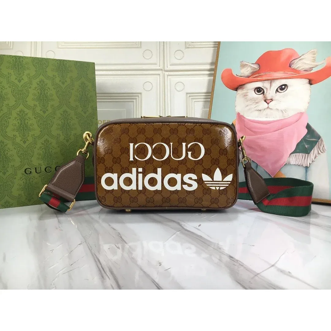 Gucci Gucci Adidas Brown GG Monogram Shoulder Bag Brown - 1