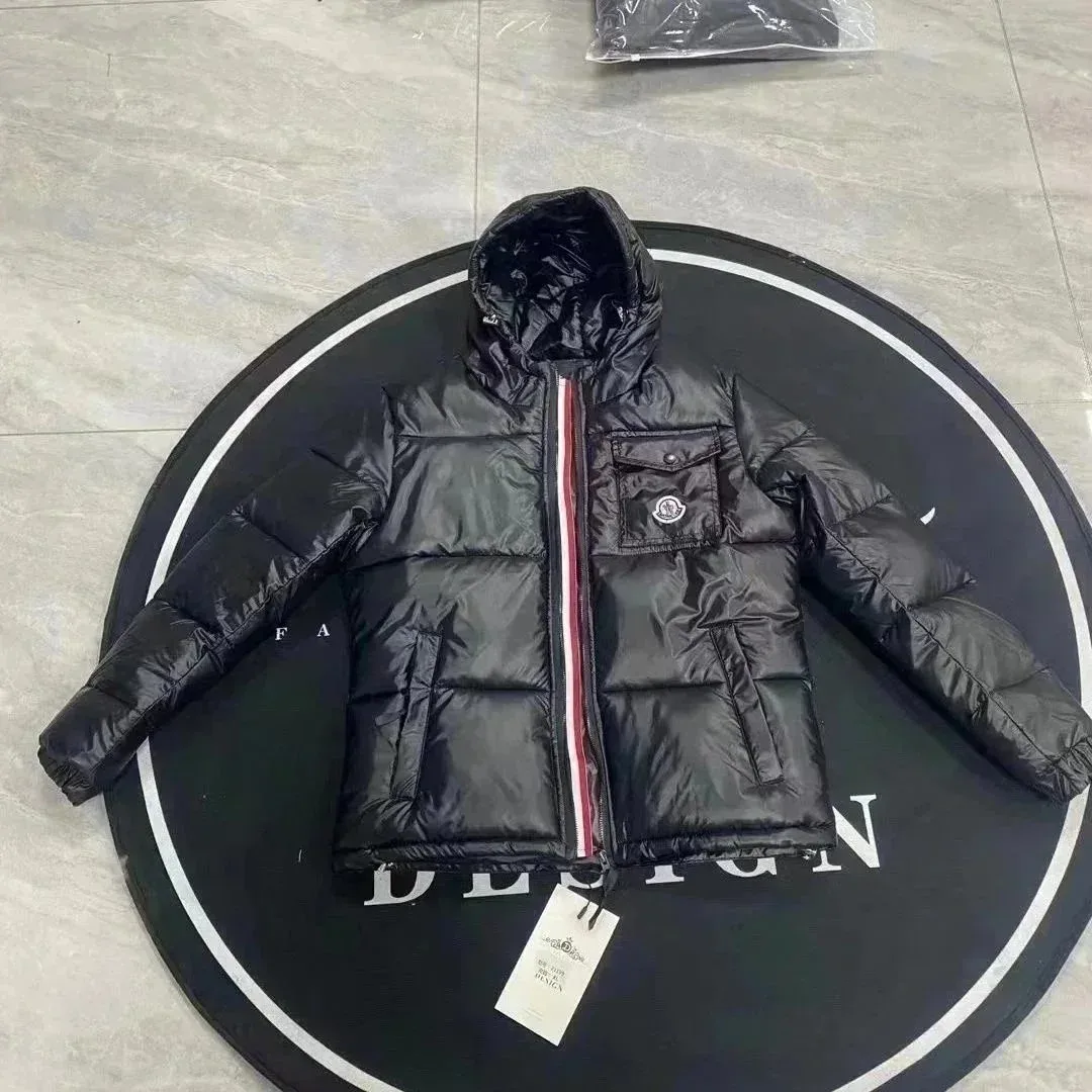 Moncler Moncler Black/Red/White Stripe Puffer Jacket Black