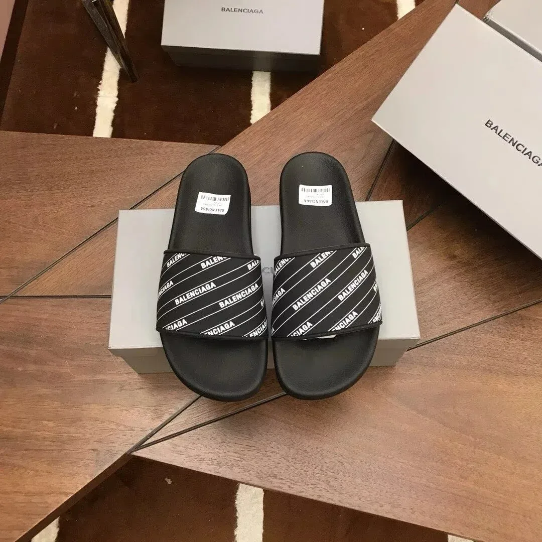 Balenciaga Balenciaga Balen 2 Black Logo Slide Sandals Black - 1