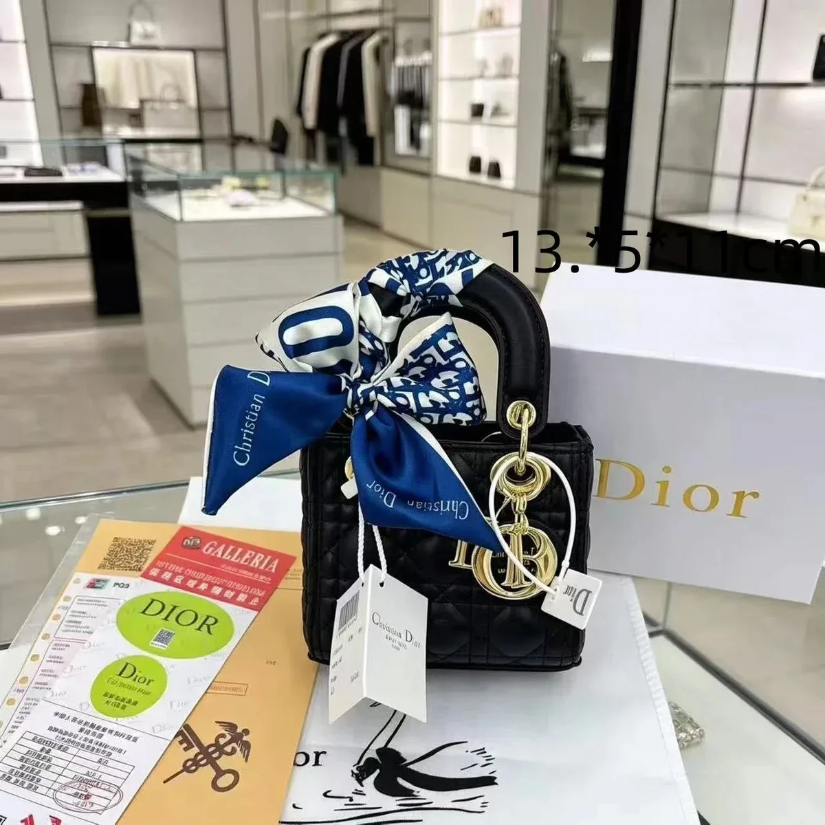 Dior Dior Lady Dior Mini Black Quilted Leather Bag Black - 1