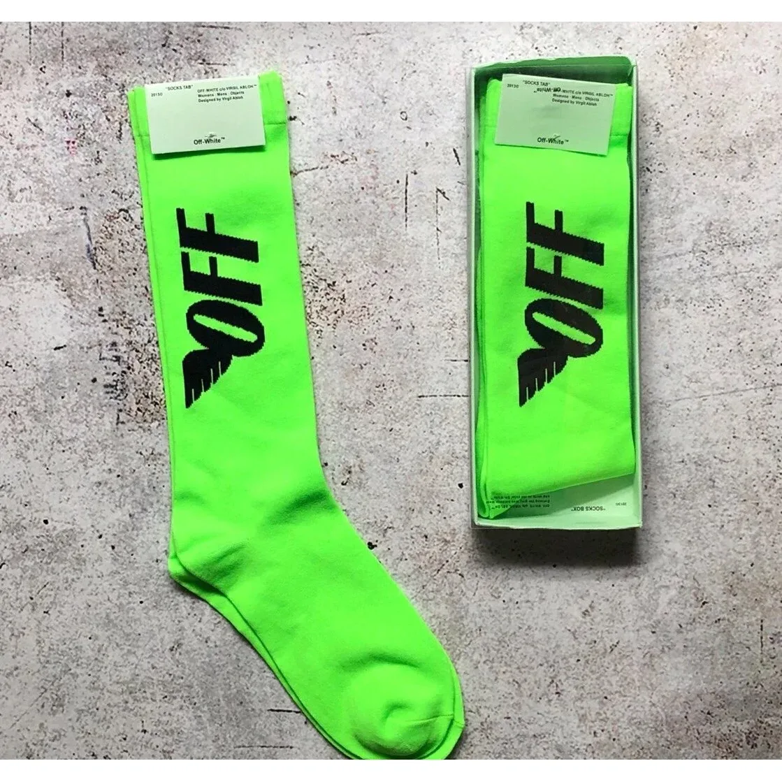 Off-White Off-White Fluorescent Green Socks with 'OFF' Logo Green - 1