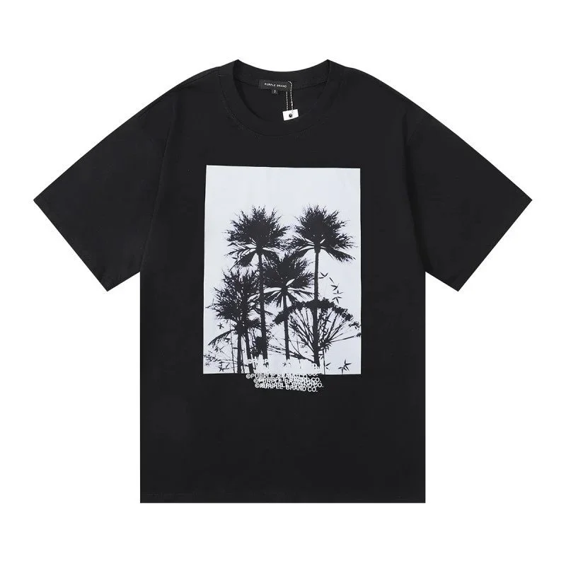 Purple Brand Purple Brand Black Palm Tree Print T-Shirt Black - 1