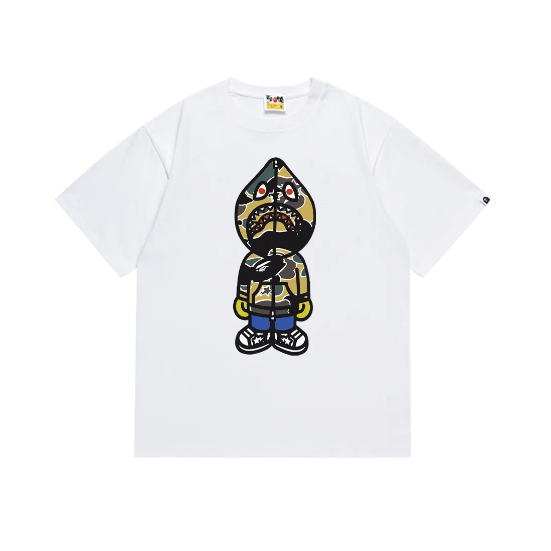 A Bathing Ape BAPE STA White Camo Shark T-Shirt White - 1